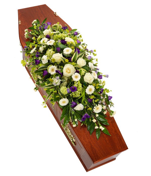 Purple and White Coffin Sprays