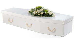 White Cardboard Traditional Coffin
